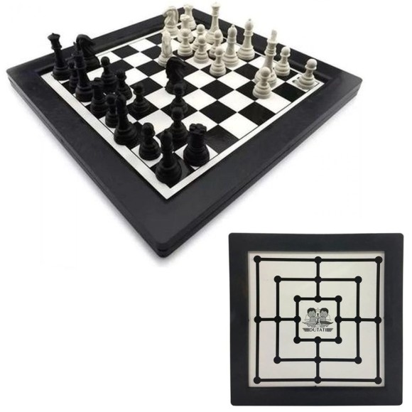 Jogo De Xadrez Tabuleiro 24x24cm Plástico Peças Dutati em Promoção